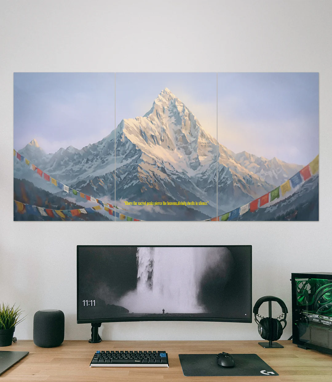 Himalayan Serenity Machhapuchhre | Artistic Painting Effect | 3 Piece Set